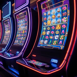 Connected slot machines on a casino floor