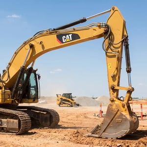Excavator at an active construction site