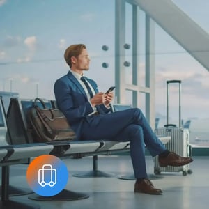 Business traveler using mobile connectivity