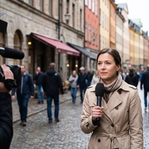 Reporter covering a news story from the field