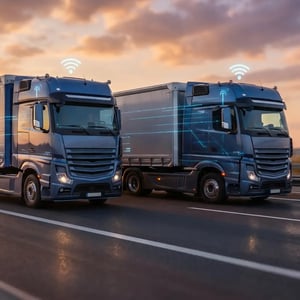 Connected trucks transmitting fleet telematics data
