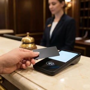 Contactless payment at hotel reception