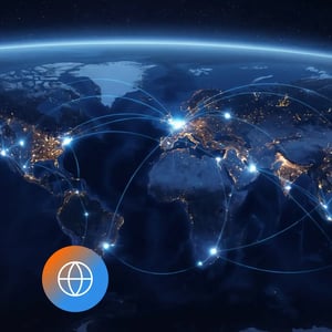 Global network connections across the world