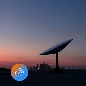 Satellite dish connected at dusk