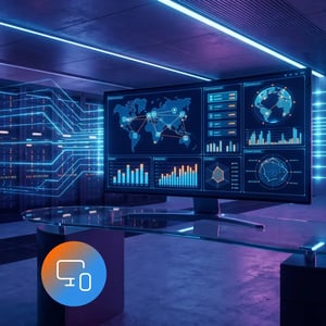 Network monitoring screens in a control room