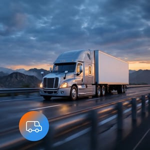Freight truck traveling on the road