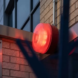 Building intrusion alarm with warning light