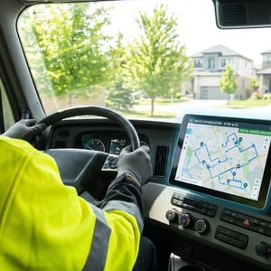 river using a route-management system inside a collection vehicle.
